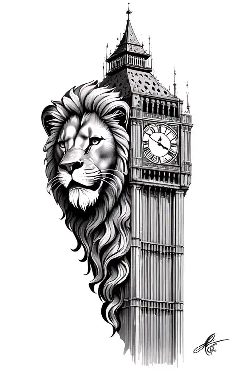 Lion Face And Clock Tower