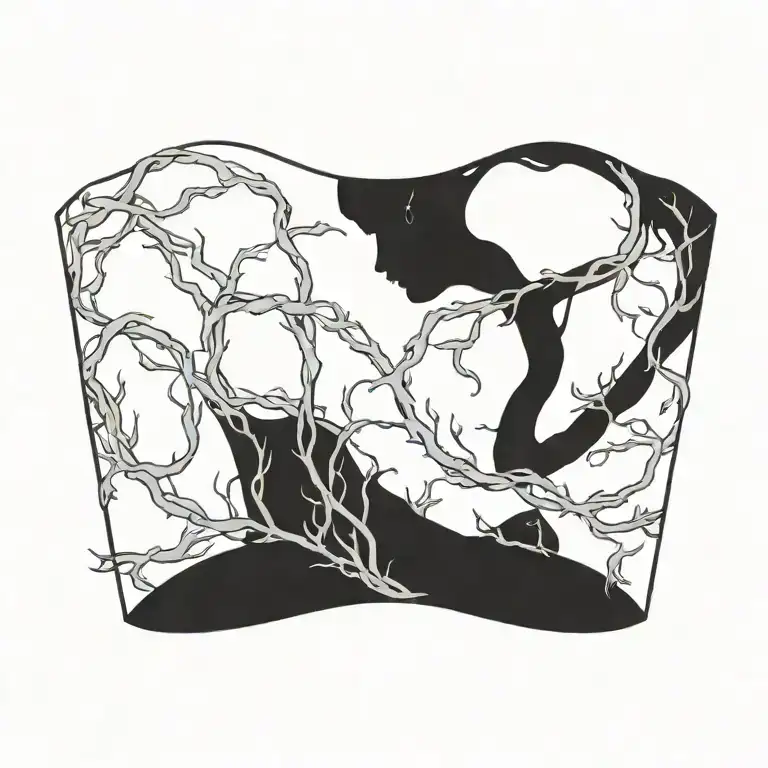 Vines Wrapping Around Upper Chest And Arms Like A Necklace