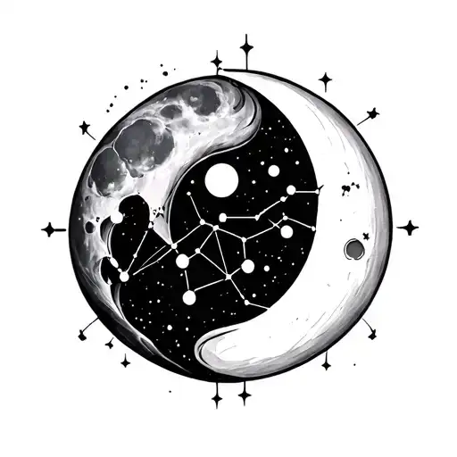 Constellation Cancer Between Water And Moon On The Arm