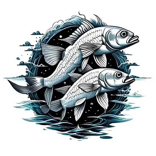 Four Elements With Fish As Water