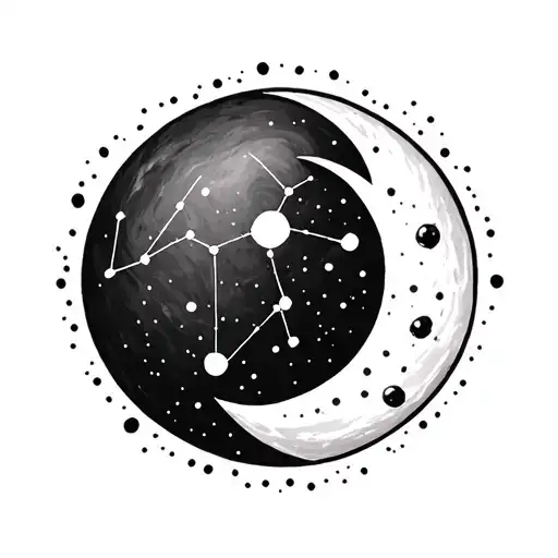 Constellation Cancer Between Water And Moon On The Arm