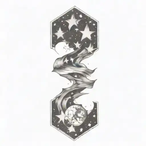 2004 July 4 Stars Surrounding With Half Moon Phases