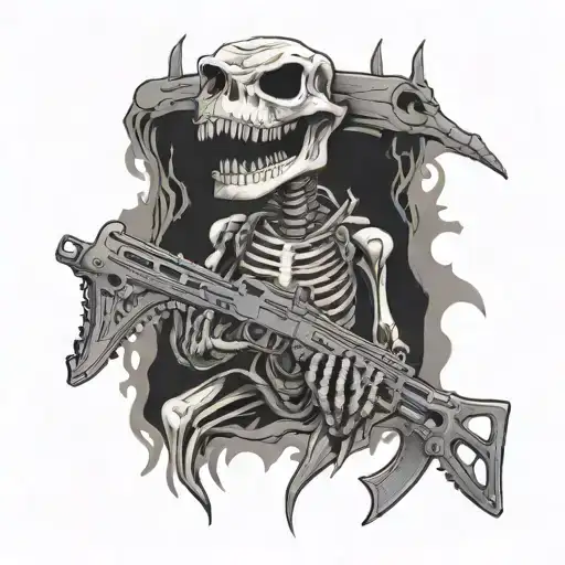 A Drug-induced Hallucination Of A Skeleton Crocodile With An Ak47 For A Tail