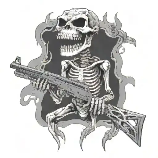 A Drug-induced Hallucination Of A Skeleton Crocodile With An Ak47