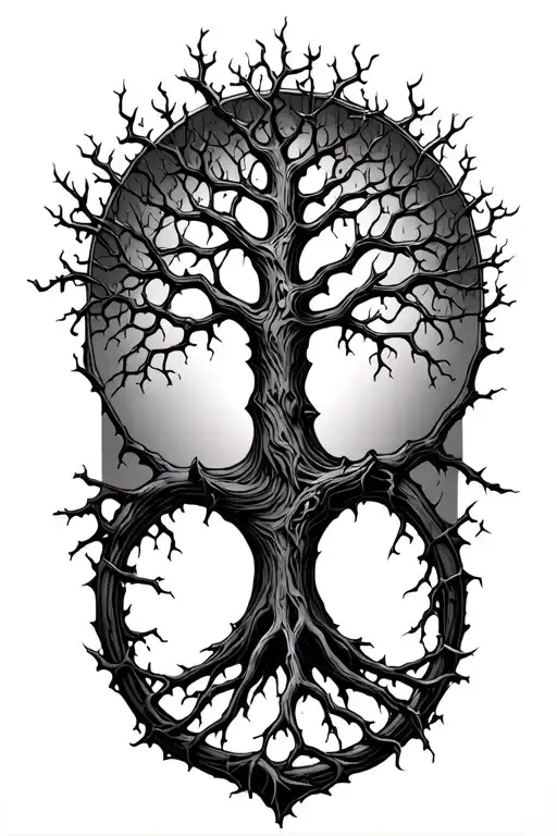 Tree Of Life Poisoned And Dying Thorns And Vines Dystopian