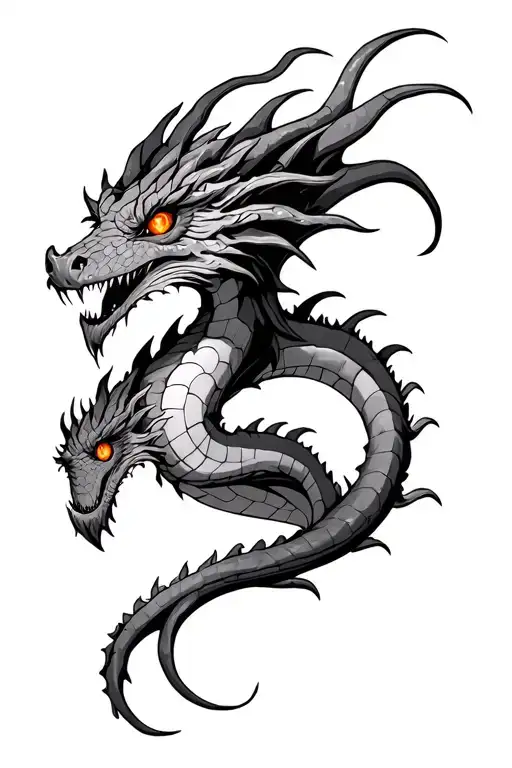 Dragon With Orange Eyes Horror Style