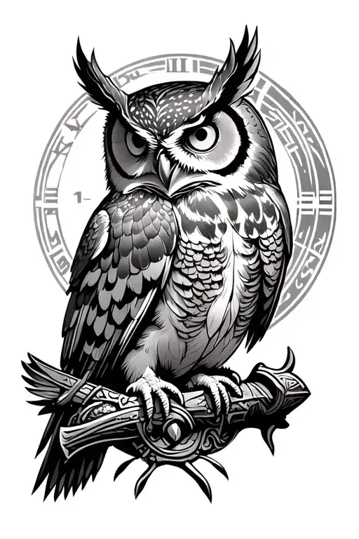 Owl Front View Warrior Looking To Future Clock