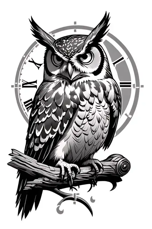 Owl Front View Warrior Looking To Future Clock