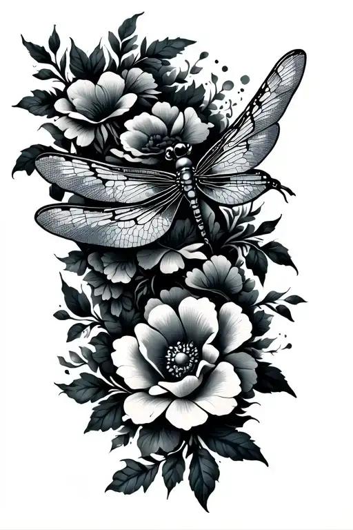 Floral Leg Wrap With Dragonfly Flying