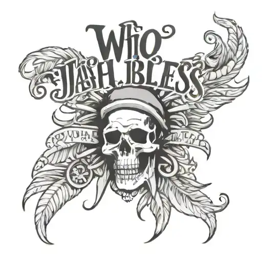 Who Jah Bless No Man Curse Lettering With Caribbean Things Surrounding It