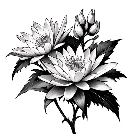 Larkspur And Water Lily