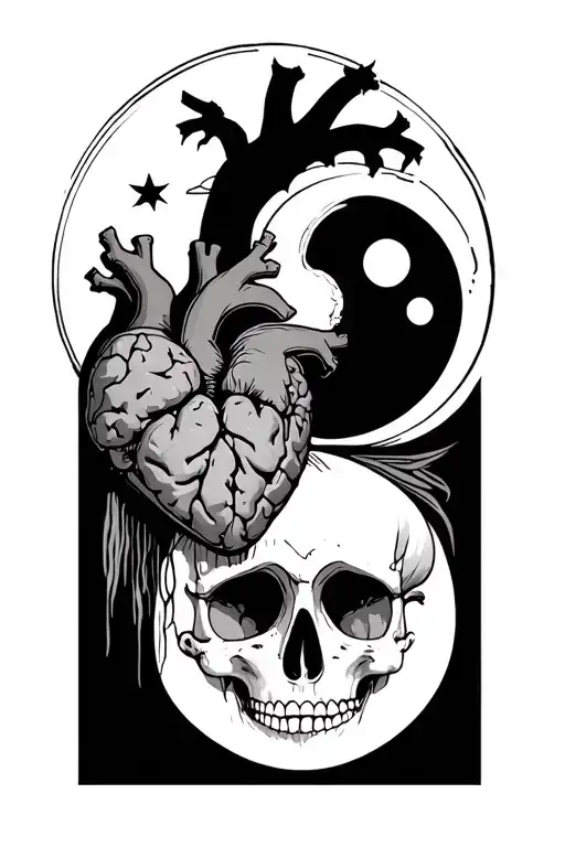 Heart And Brain And Full Moon And Puppet