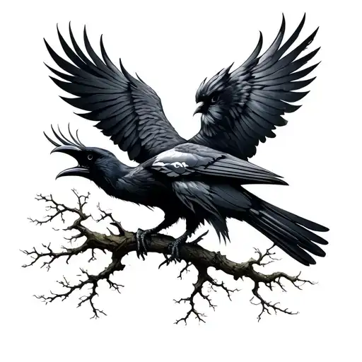 Odin Ravens With Tree