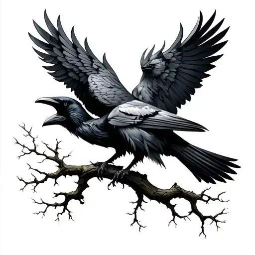 Odin Ravens With Tree
