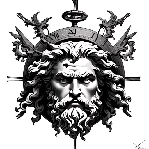 Zeus Face And Clock Behind It