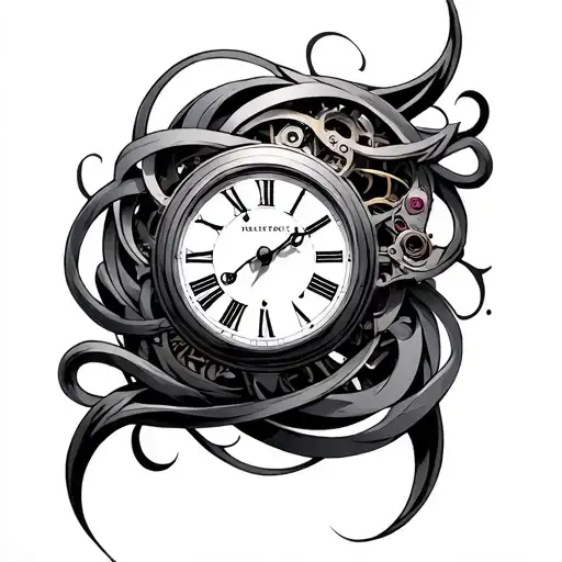 Aeon With Timeless Clock Mechanism Intertwined