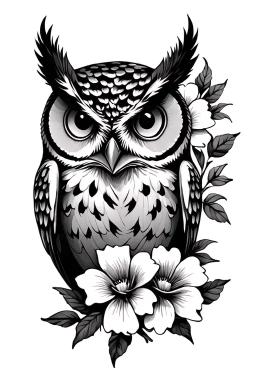 Owl And Flowers