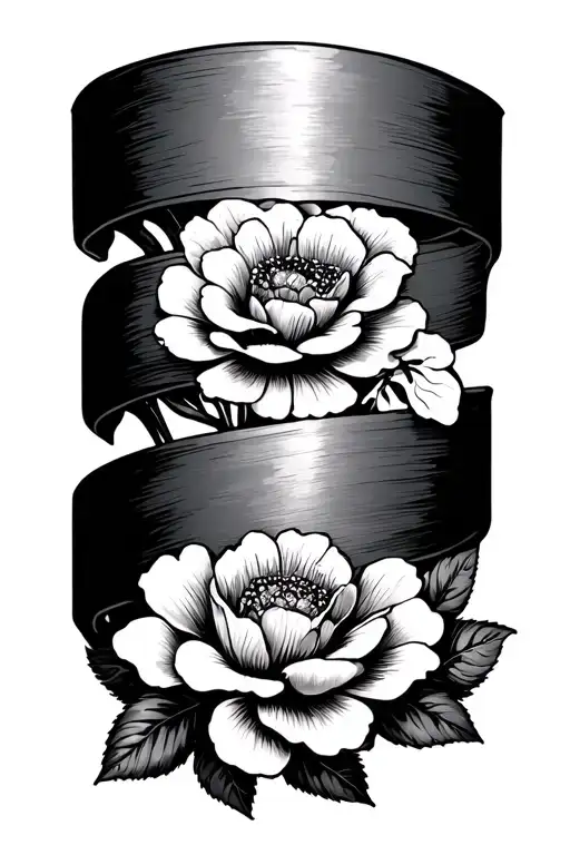 One Thick Band With Thin Band Under And Flowers On Top And Bottom