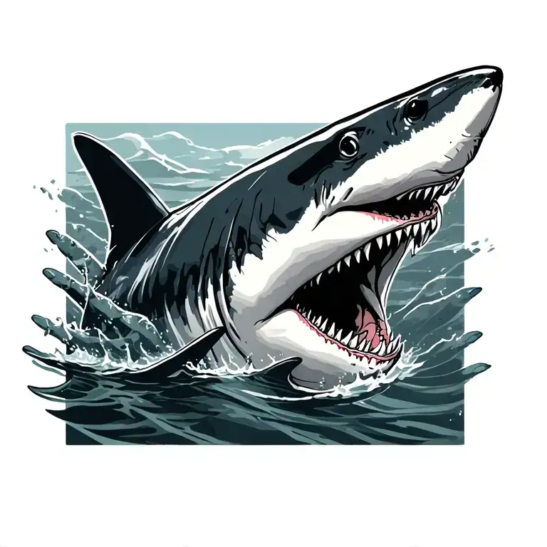 Handprint With A Shark Swimming