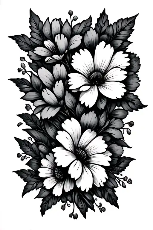 One Thick Line With Thin Line Under And Flowers Coming Out