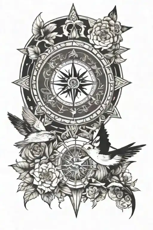 Wildlife And Mandala And Compass And Combined Together
