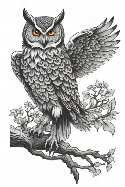 Norse Owl Perched On A Branch