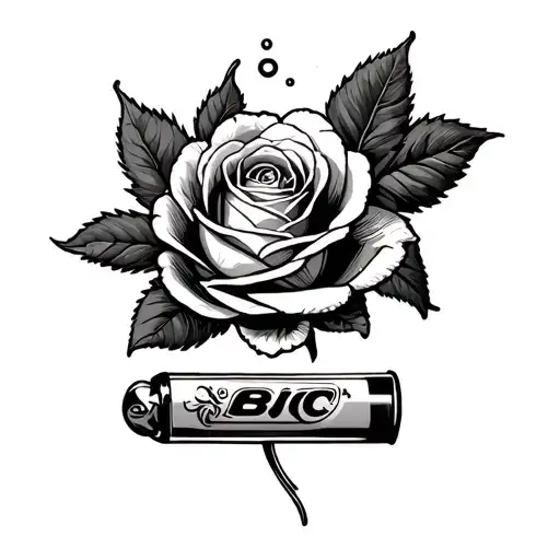Bic Lighter With A Rose Coming Out