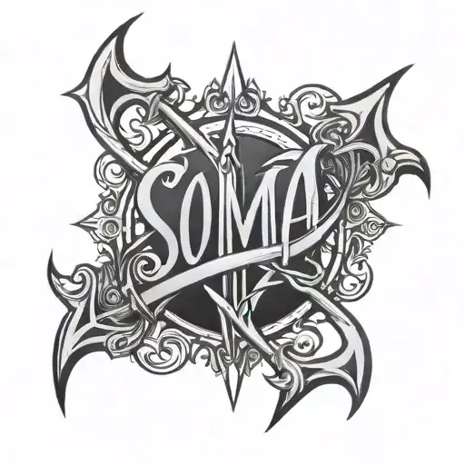 Word Soma With Modern Trident Intertwined