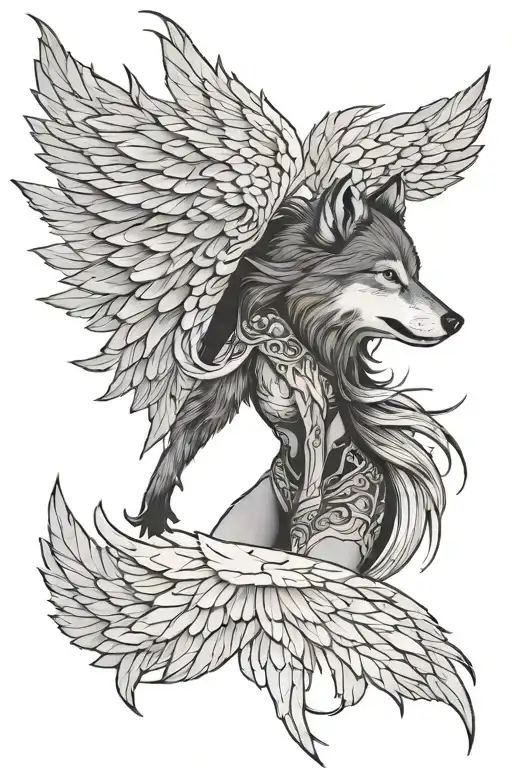 Woman Wolf Wings