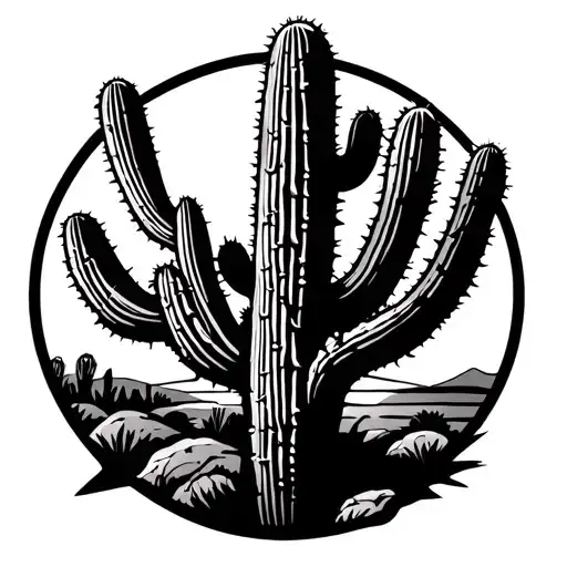 Arizona Cactus And Sunset