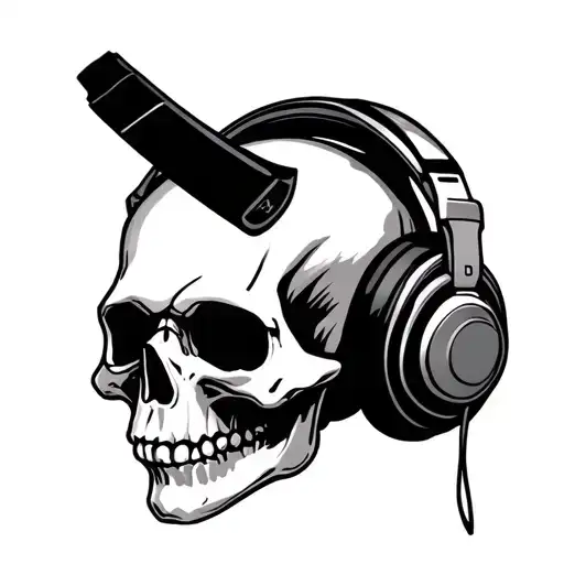 Skull Wearing Headphones