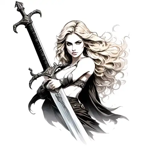 Feminine Warrior Sword Blonde