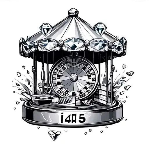 I45 Sign With Realistic Diamond And Roulette Wheel And A Mirror Carousel