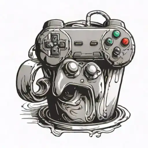 A Coffee Cup With Gaming Controller Handles As The Cup Holder