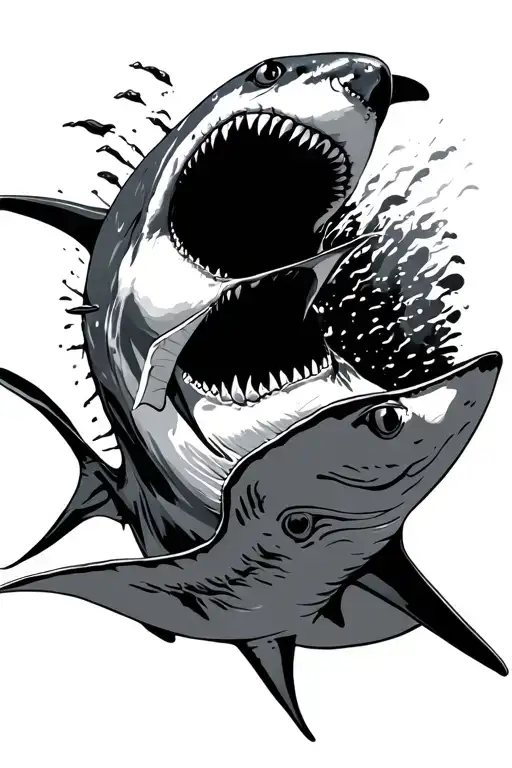 Shark Attacking Sting Ray Gracefully Swimming