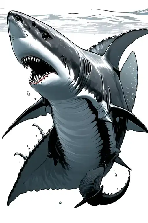 Shark Attacking Sting Ray Gracefully Swimming Underwater