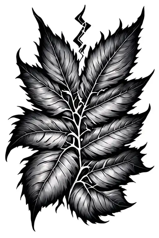 Stem And Leaf Tattoo Similar To Lightning Back