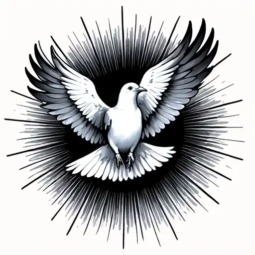 3 Dove Flying Towards The Sun