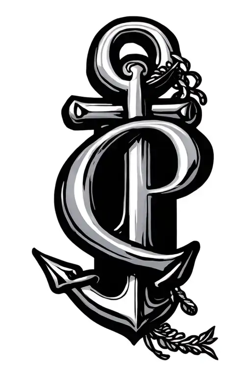 Marine Anchor With The Letters Q P O Wrapped