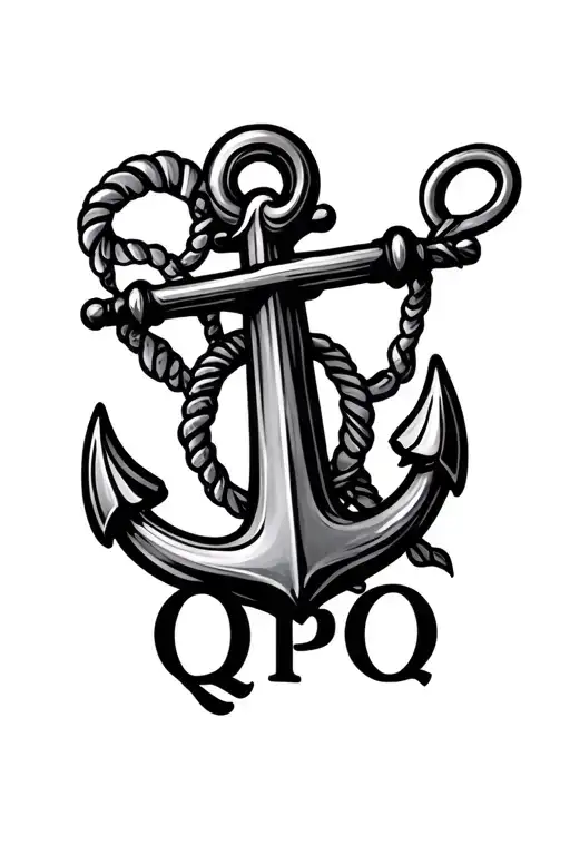 Marine Anchor With The Letters Q P O In The Anchor