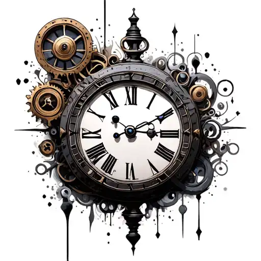Steampunk Clock Abstract Simple