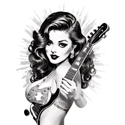 Pinup Girl With Guitar