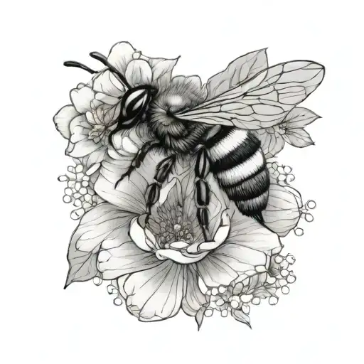 A Delicate Wrist Tattoo Of A Bee Pollinating A Flower