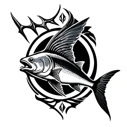 Flying Fish In Barbados Trident Symbol