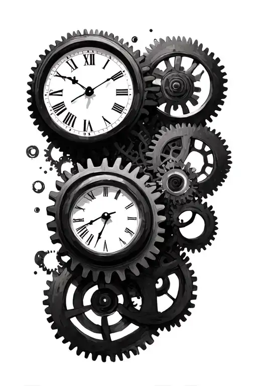Clock Face With Gears Realistic Depth