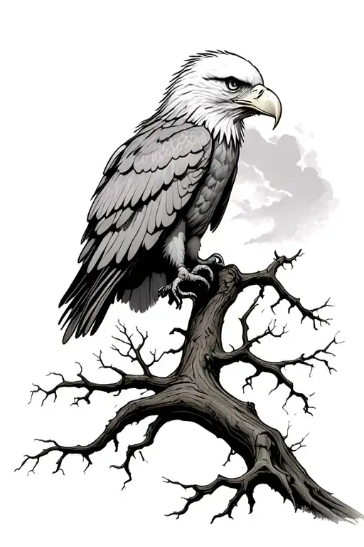 Undead Bald Eagle On Top Of A Dying Tree