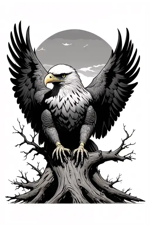 Zombie Bald Eagle On Top Of A Dying Tree