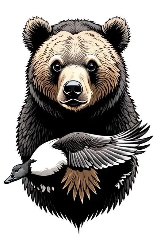 Bear With Goose Flying