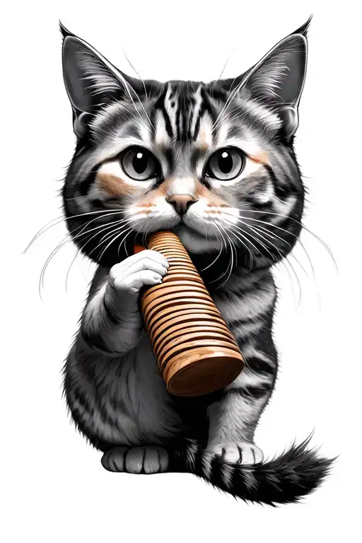 Calico Cat Playing Pan Flute