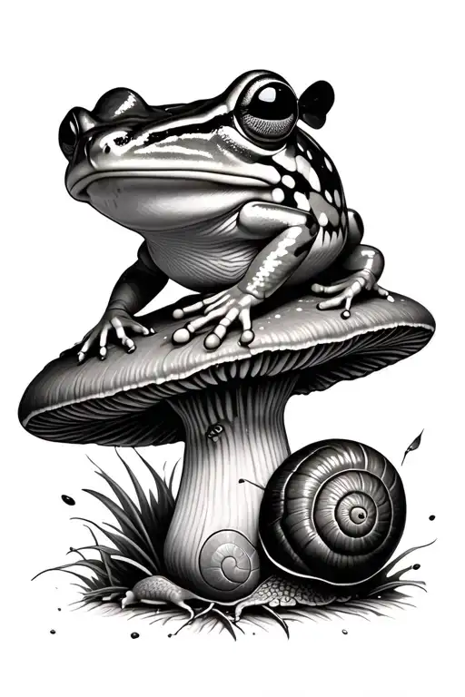 Frog And Snail On A Mushroom